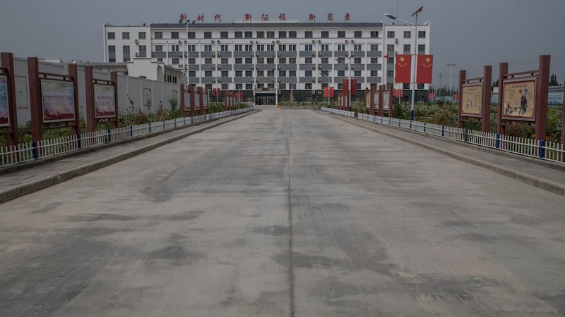 A re-education camp for ethnic Uighur in Hotan  in China’s Xinjiang province. Photograph: Gilles Sabrié/New York Times