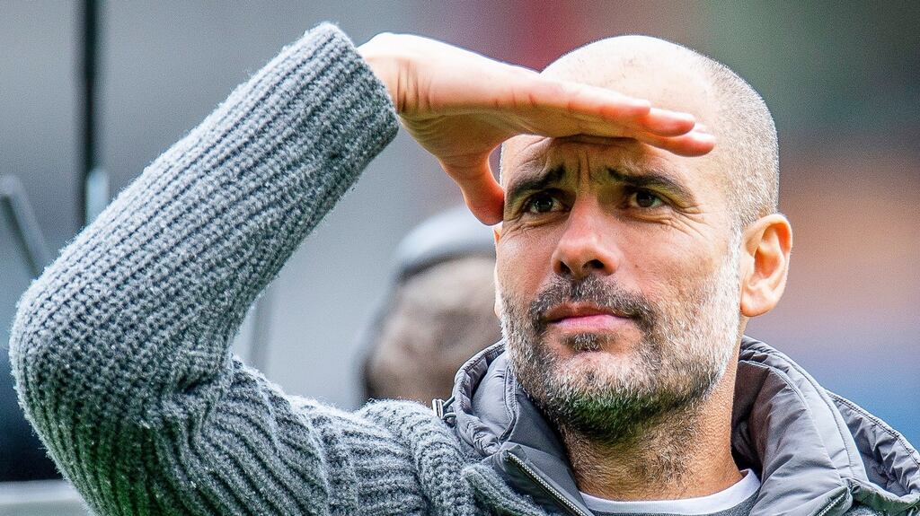 Pep Guardiola: “Of course only one will take the prize and the other one will be at home sad.”  Photograph: Peter Powell/EPA