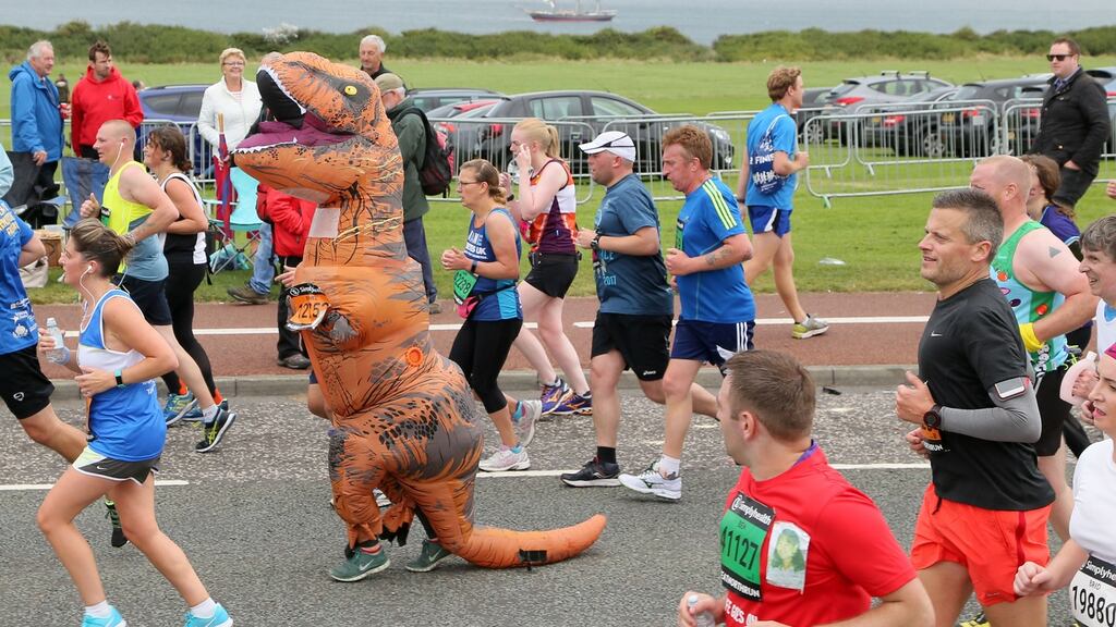 Is the Grit Doctor a dinosaur? Of course not. She is completely unbowed. A view of runners during the Great North Run in Newcastle. Photograph: Richard Sellers/PA Wire