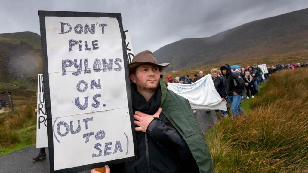 An anti-pylon protest at Mahon Falls, Co Waterford, last year. Photograph: Dylan Vaughan