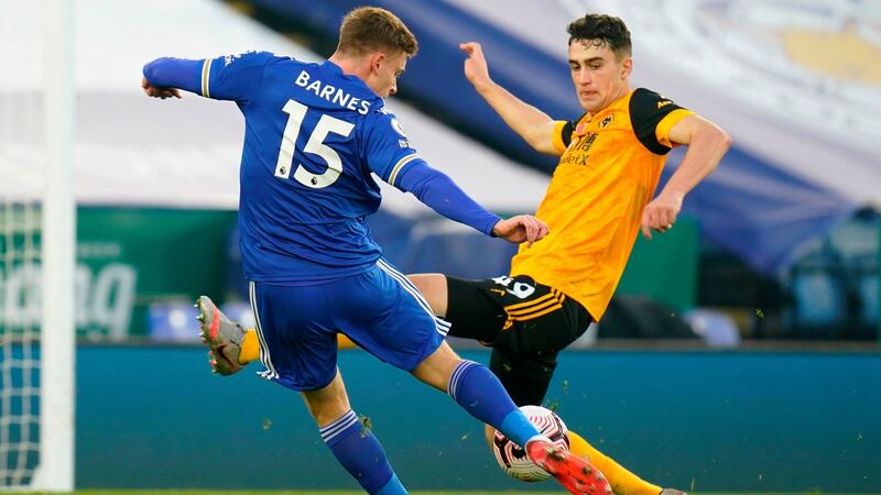Max Kilman in action for Wolves against Leicester. Photograph: Tim Keeton/Getty/AFP
