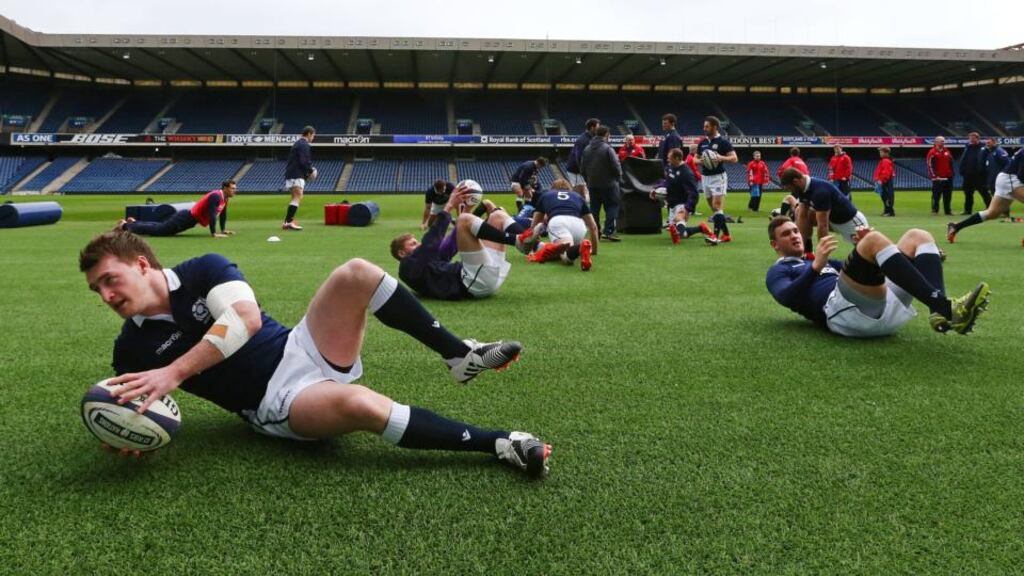 Scotland Rugby Captain’s Run at Murrayfield - Adam Ashe says the team have no interest in who wins the championship. Photograph: Cathal Noonan/Inpho