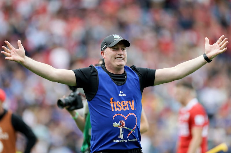 Tipperary manager Liam Cahill celebrates after their All-Ireland final win over Cork. Photograph: Laszlo Geczo/Inpho