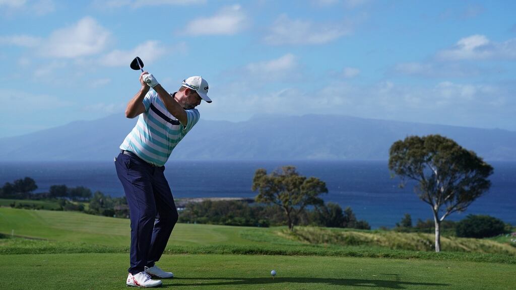 Marc Leishman of Australia plays his shot from the seventh tee during the second round of the Sentry Tournament of Champions at Plantation Course at Kapalua Golf Club in Lahaina, Hawaii. Photo: Cliff Hawkins/Getty Images