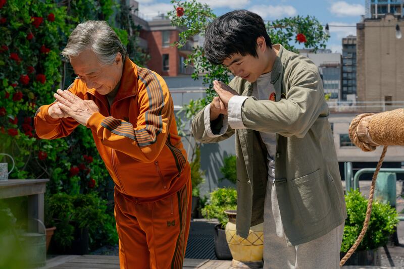Jackie Chan and Ben Wang in Karate Kid: Legends. Photograph: ©2024 CTMG Inc