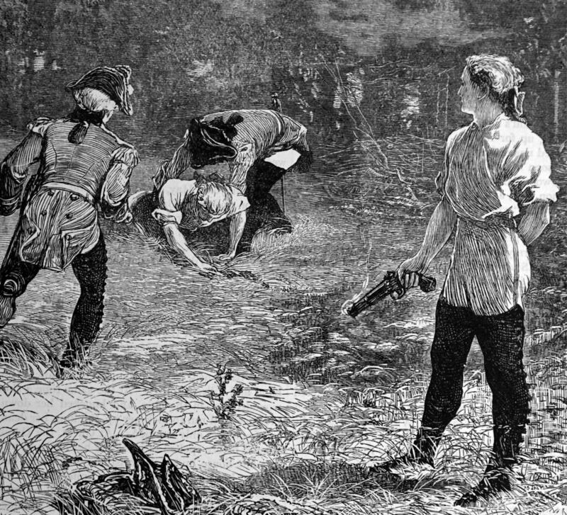 Christian Davies (1667-1739) fatally wounding an opponent during a duel. Born Christian Cavanagh, she was a female soldier  also known as Kit Cavanagh and Mother Ross. Photograph: Universal History Archive/Universal Images Group via Getty Images