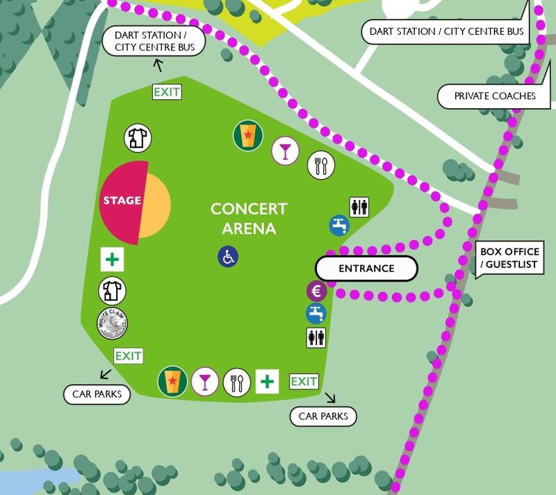 The site map for concerts at Malahide Castle