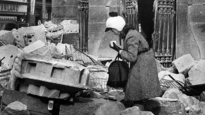 Souvenir hunters were busy in the days after the explosion, taking away small pieces of Nelson’s Pillar.