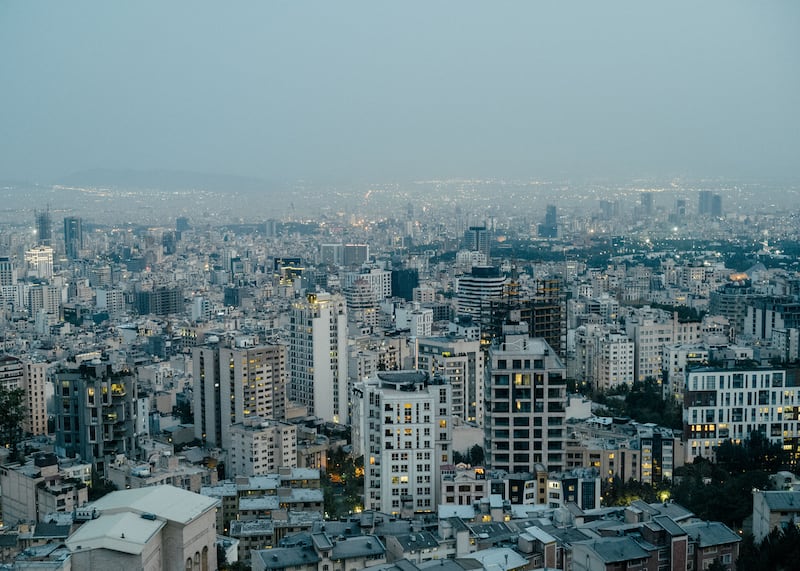 The Tehran skyline in the evening. Photograph: Nanna Heitmann/New York Times
                      