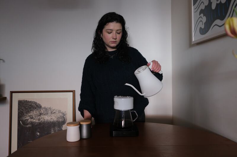 Coffee expert Susie Kealy with an Etkin pour-over coffee dripper