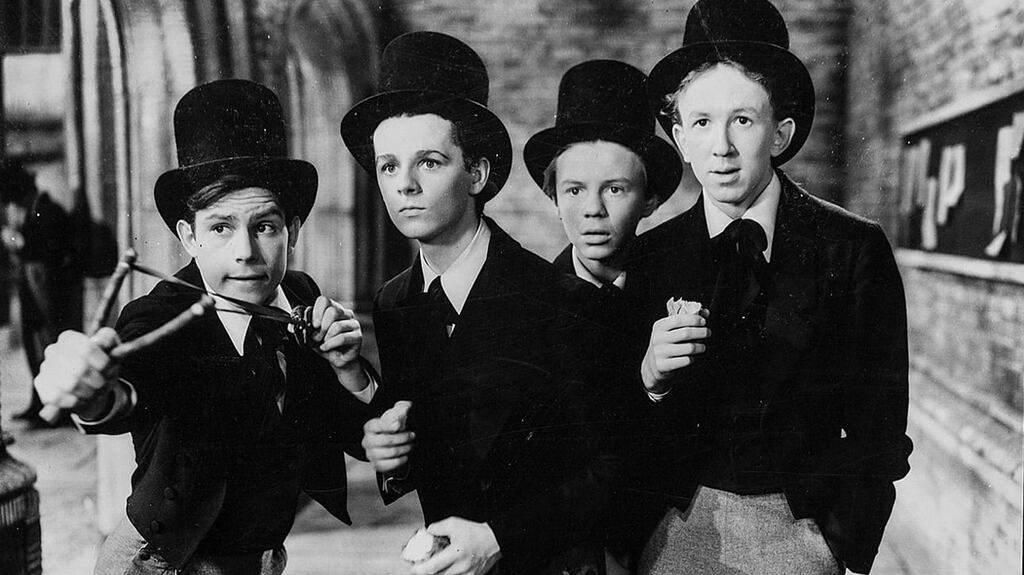 Freddie Bartholomew as Tom (2nd from left) in the 1940 Hollywood version of Tom Brown’s School Days