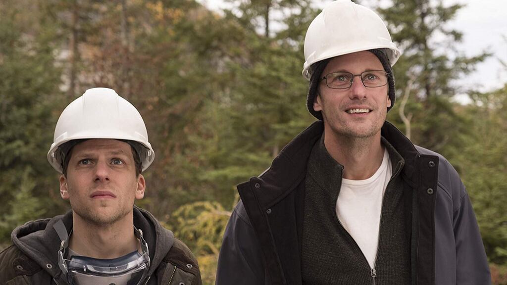 Alexander Skarsgård and Jesse Eisenberg in The Hummingbird Project. Photograph: Sebastien Raymond/Earhlings Productions/TNS