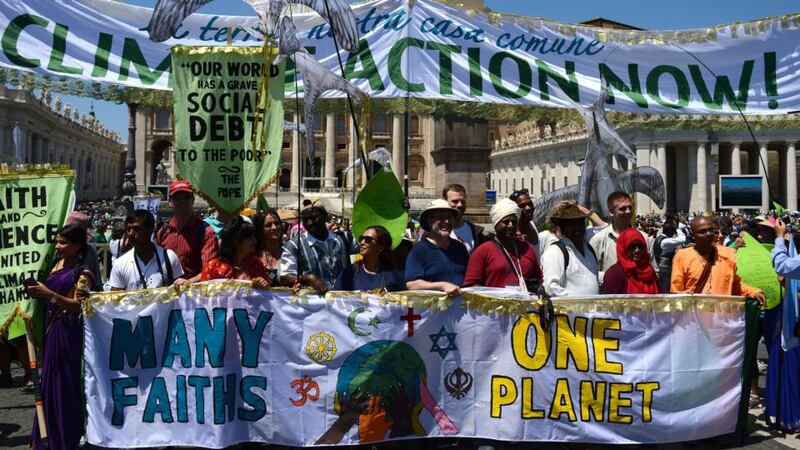 Sea change: the Climate Justice movement and Pope Francis’s encyclical Laudato Si’ represent new religious involvement in environmental issues, according to Nuala Ahern. Photograph: Gabriel Bouys/AFP/Getty