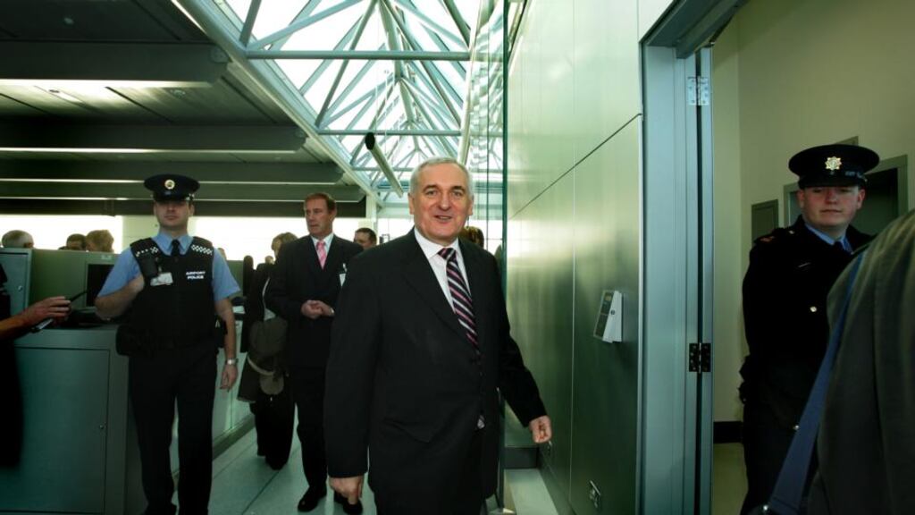 Taoiseach Bertie Ahern moments after formally opening Dublin Airport's new Pier D boarding gate facility this morning, Today 12th November, 2007. Construction was on time and on budget. Dublin Airport, Dublin.