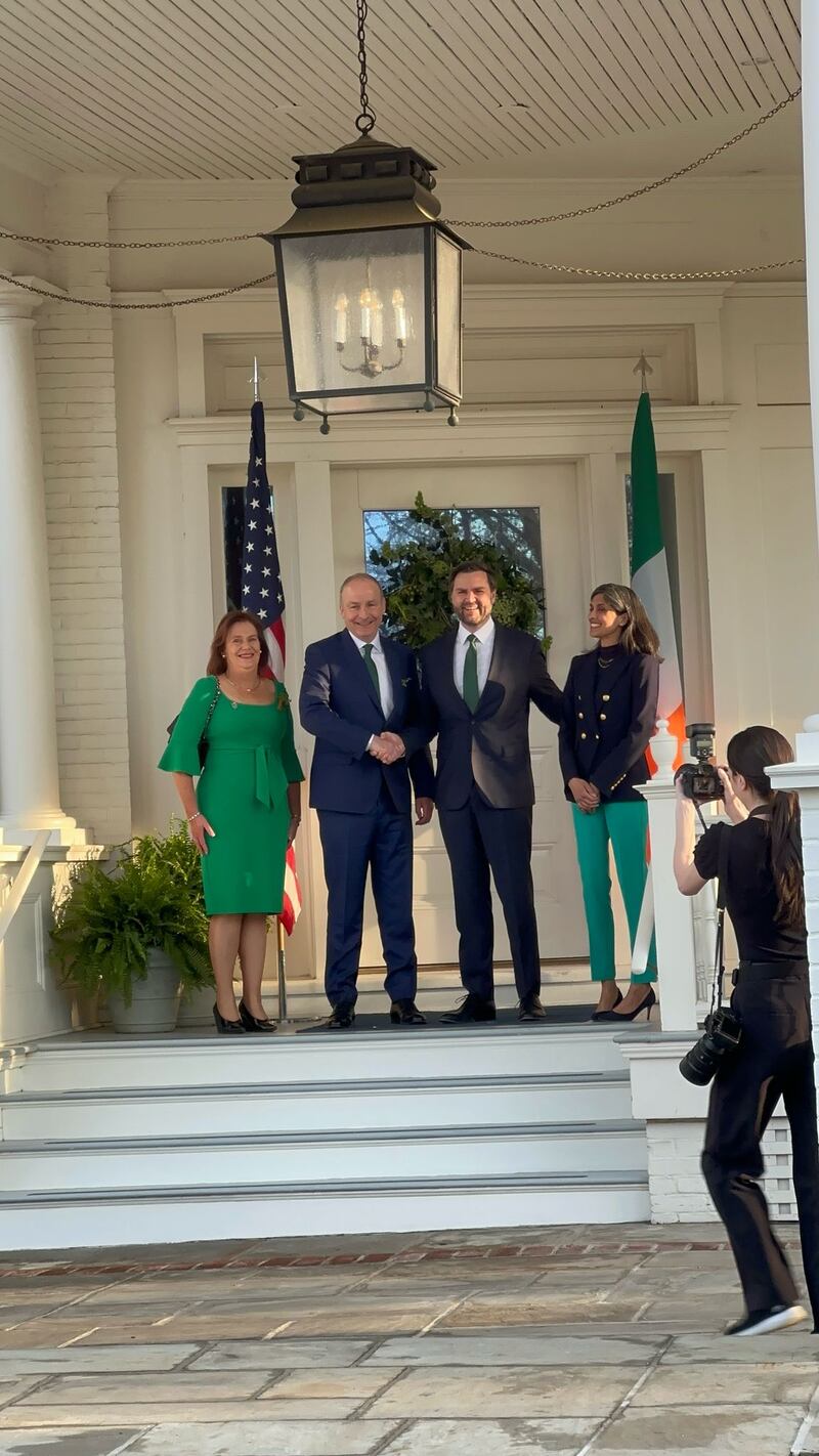 The Taoiseach and US vice-president JD Vance meeting in Washington this morning.