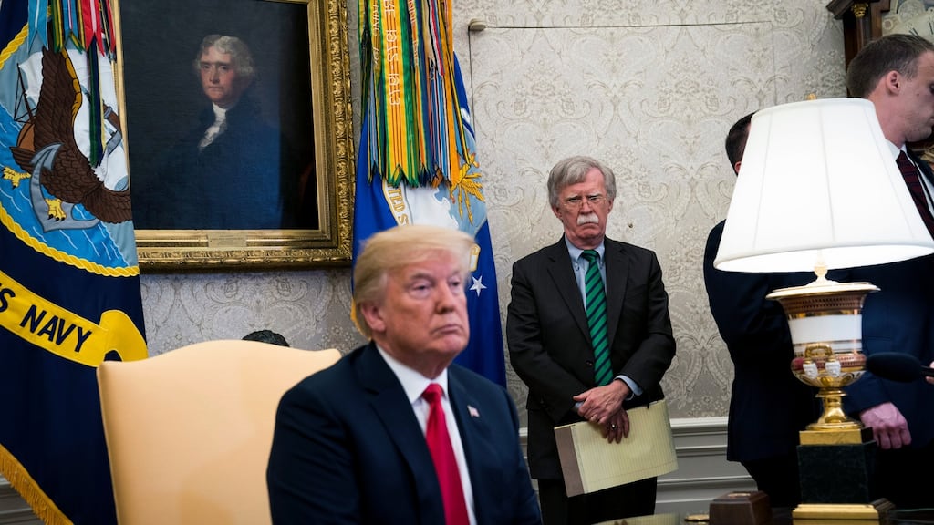 US president Donald Trump with his national security adviser, John Bolton, in the White House. Photograph: Doug Mills/New York Times