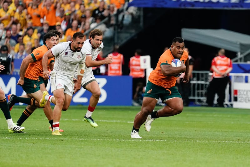 Australia's Taniela Tupou in action against Georgia at the 2023 World Cup. Photograph: Dave Winter/Inpho