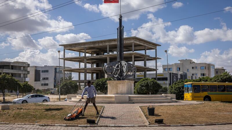 A memorial in Le Kram, Tunisia, dedicated to Tunisia’s 2011 revolution. Photograph: Ivor Prickett/New York Times