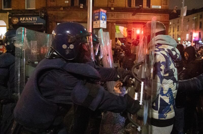 Scenes from Dublin as protestors clash with gardaí. Photograph: Colin Keegan/ Collins Dublin