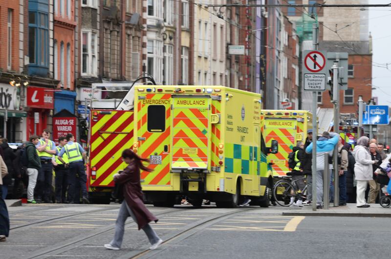 Emergency services at the scene. Photograph: Bryan O’Brien