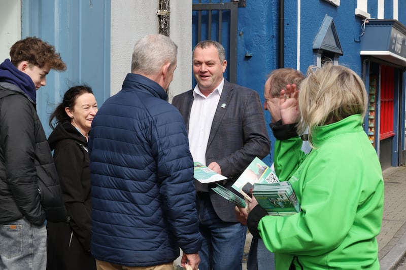 Independent Ireland's Noel Thomas canvassing on Eyre Square. Photograph: Alan Betson
