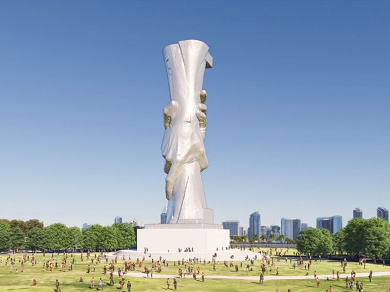 The proposed Statue of Responsibility, inspired by Viktor Frankl, that campaigners are seeking to build in a major metropolitan area on the west coast of the United States, as a counterbalance to the the Statue of Liberty on the east coast. Image: statueofresponsibility.org