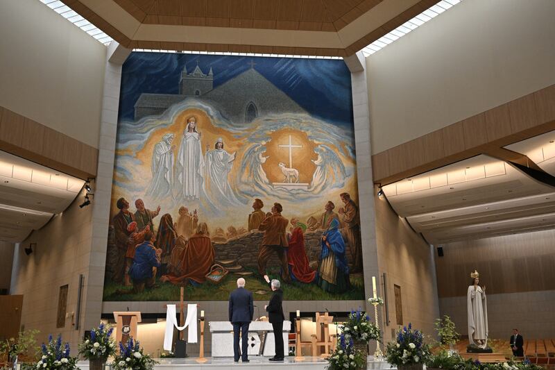 Joe Biden tours the basilica at Knock. Photograph: Kenny Holston/The New York Times
                      