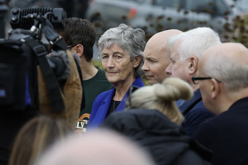 Independent presidential candidate Catherine Connolly canvassing in Rathfarnham Village, Dublin, on Thursday.  Photograph: Nick Bradshaw 