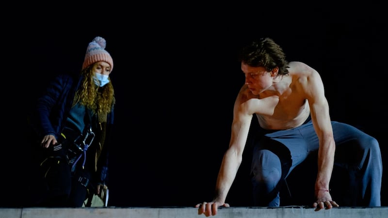 George MacKay on the set of Wolf