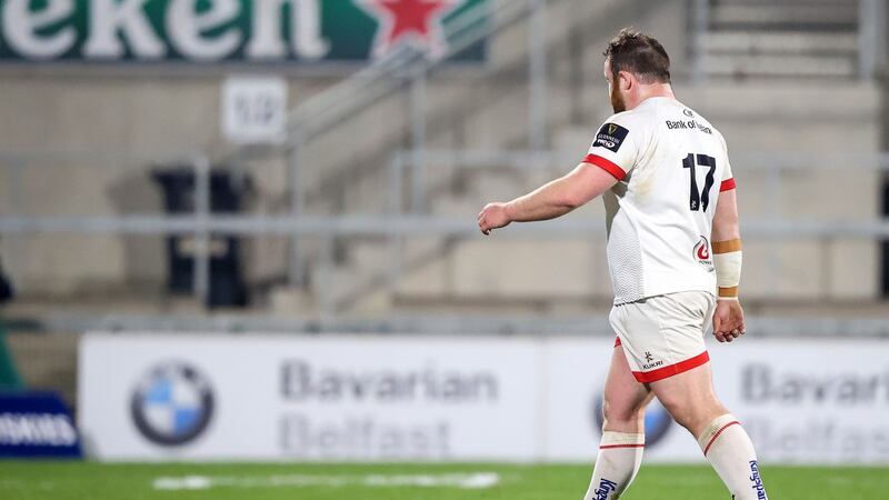 Andrew Warwick was sent off during Ulster’s defeat to Leinster. Photograph: James Crombie/Inpho