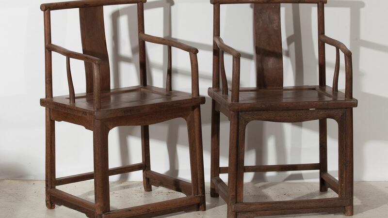 The pair of   Chinese “hat chairs” is expected to fetch   €500-€700