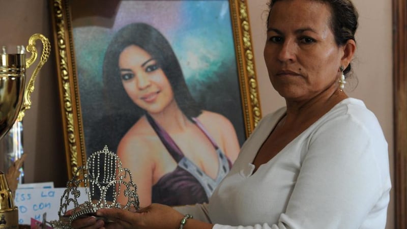 Teresa Munoz, mother of murdered Miss Honduras World, Maria José Alvarado, who was shot dead along with her sister. Photograph:  Orlando Sierra/AFP/Getty Images