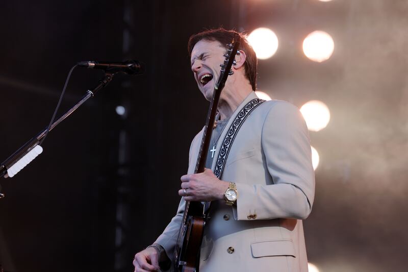 Caleb Followill, lead singer of Kings of Leon, performing at Marlay Park, Dublin. Photograph: Alan Betson / The Irish Times
