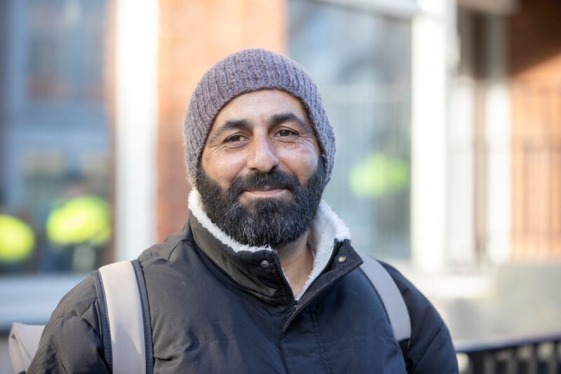 Ahmad, a refugee from Palestine, who is living in a tent beside the International Protection Office on Mount Street Lower, Dublin. Photograph: Tom Honan