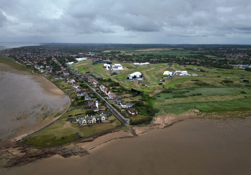 An aerial view of Royal Liverpool Golf course in Hoylake, north west England. Photograph: Paul Ellis/AFP/Getty Images