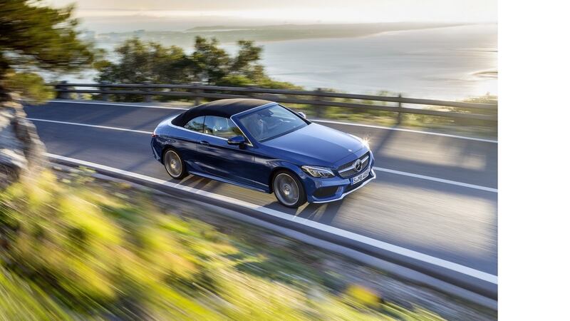 The new Mercedes-Benz C-Class convertible: a four-seater, with a fabric roof that takes 20secs to open or close, and which can be raised or lowered at speeds of up to 50kmh.