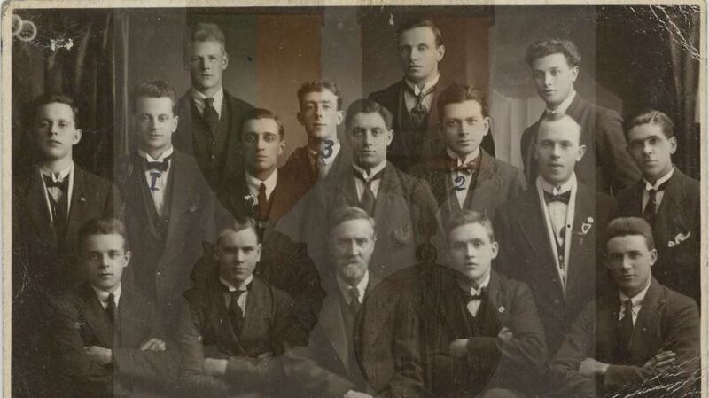 Manchester IRA members are photographed in 1922 following their release from prison.