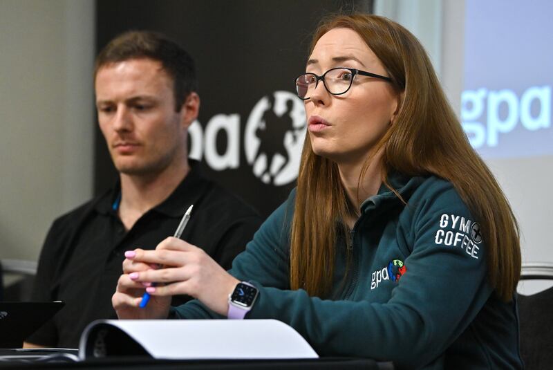 Matthew O’Hanlon and Maria Kinsella of the GPA national executive committee at Tuesday's GPA State of Play equality report launch. Photograph: Seb Daly/Sportsfile 