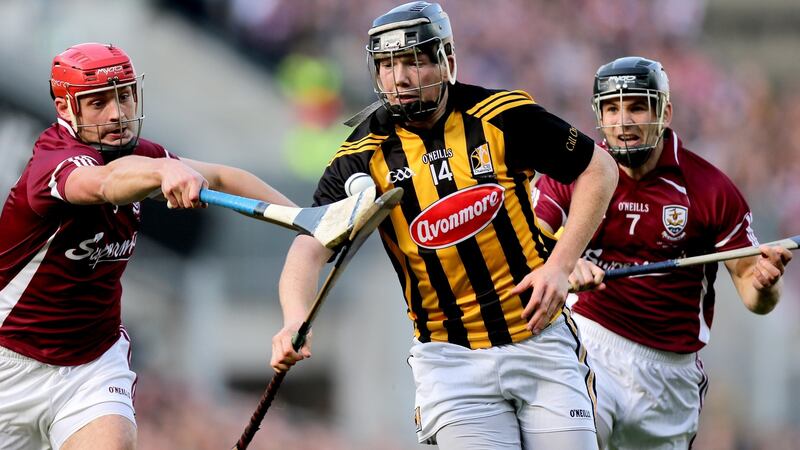 Action from the All Ireland final replay in 2012 - Galway’s Iarla Tannian and David Collins tackle Walter Walsh of Kilkenny. Photograph: James Crombie/Inpho