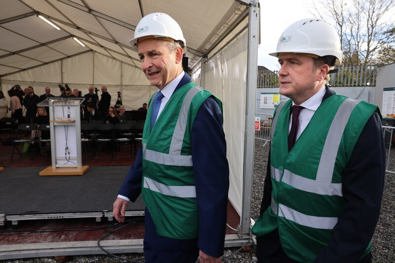 Taoiseach Micheál Martin and Minister for Housing James Browne. Photograph: Dara Mac Dónaill