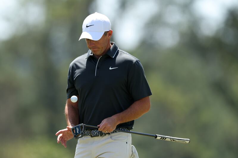 Rory McIlroy on the eighth hole during the second round in Augusta, Georgia. Photograph: Richard Heathcote/Getty Images