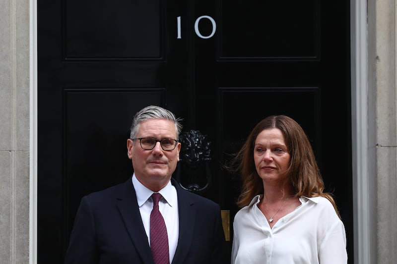 UK prime minister Keir Starmer and his wife, Victoria Starmer, return to No 10 after announcing his resignation. Photograph: Getty Images