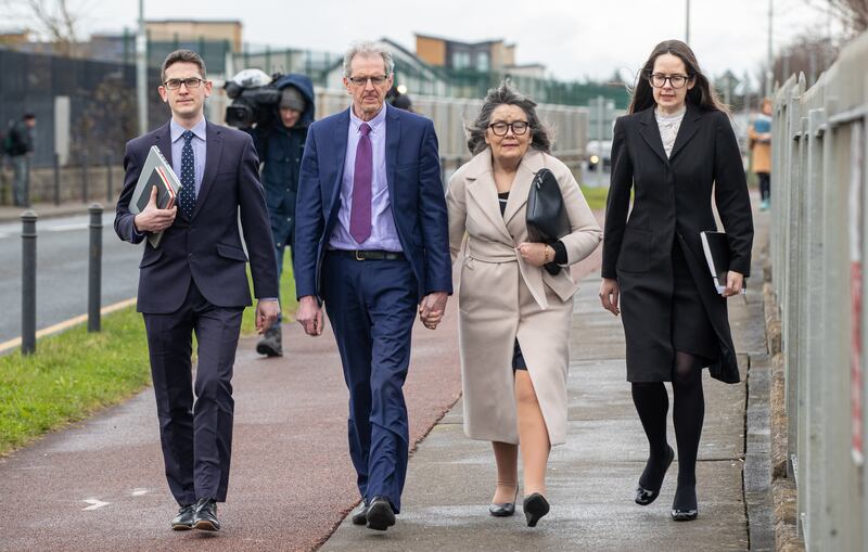 (Left to right) Isaac, Sean, Martina and Ammi outside Cloverhill District Court in Dublin. Photograph: PA Wire