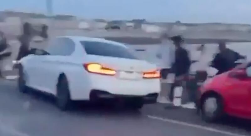 The incident on Harbour Road in Skerries, Co Dublin, on Saturday. Picture: Screengrab from video circulating on social media