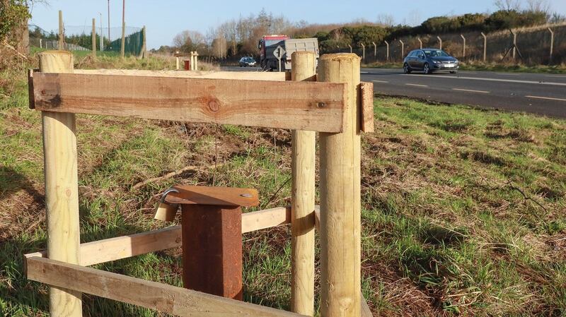 Bore holes along the R179 Carrickmacross to Kingscourt road for stability tests. Photograph: Pat Byrne