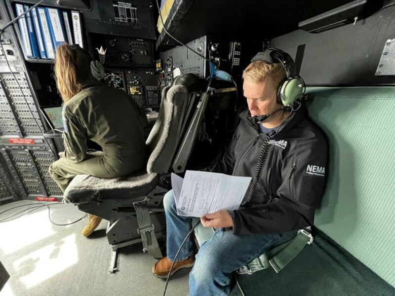 Prime minister Chris Hipkins flew to Auckland on a military plane after a state of emergency was declared in the region. Photograph: AP