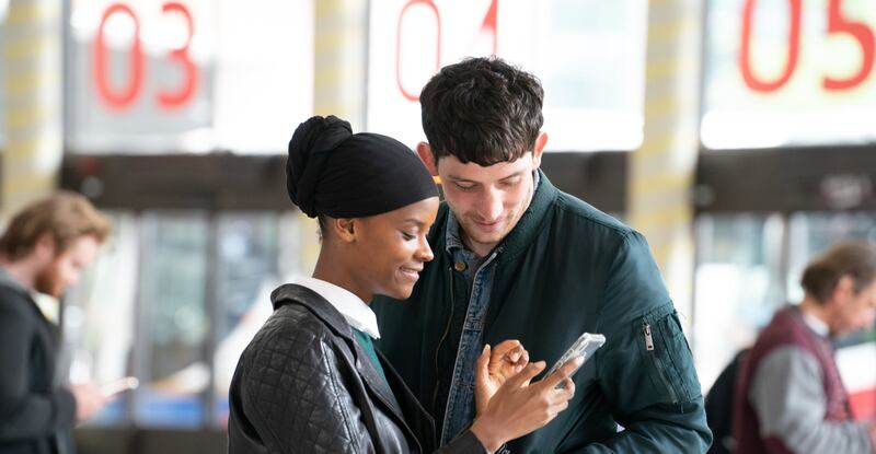 Letitia Wright and Josh O'Connor in Aisha. Photograph: Sky UK/Bernard Walsh
