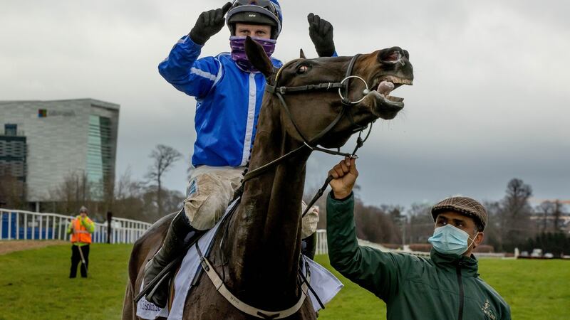 Paul Townend and Energumene after winning Irish Arkle Novice Steeplechase. Photograph: Inpho