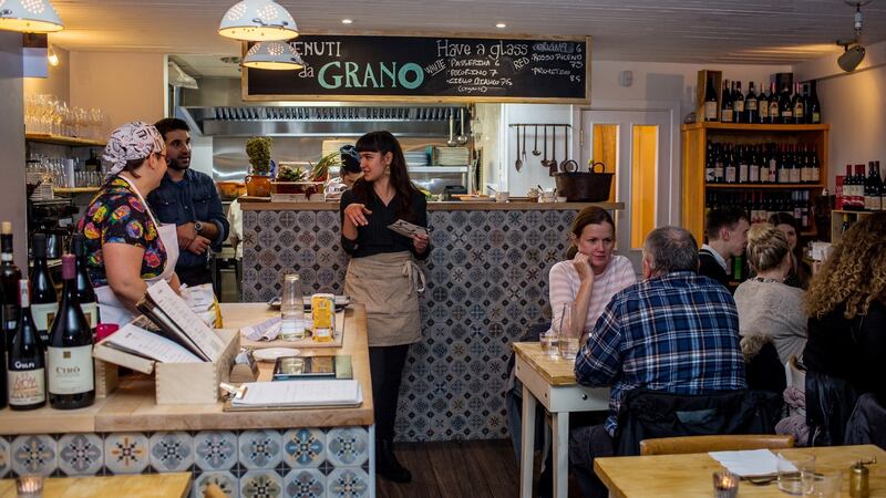 Customers enjoy a meal at  Italian eaterie Grano restaurant in Stoneybatter. Photograph: James Forde/The Irish Times