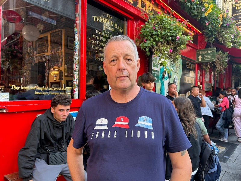 England supporter Roy Barron in Temple Bar ahead of Saturday's clash with the Republic of Ireland.